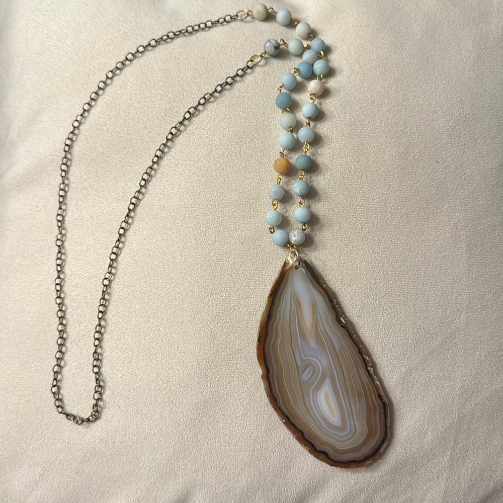 Bohemian Necklace with Agate Pendant